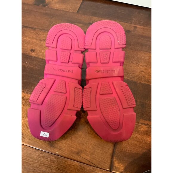 Balenciaga Black Knit Sock Speed Trainers Pink Platform Sole Sneakers, Size 10 - Picture 7 of 7